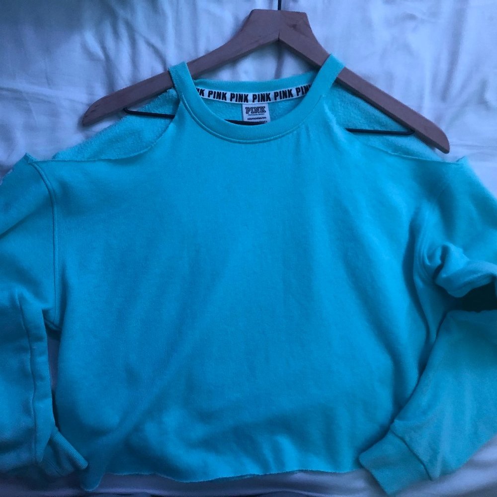 aqua sweater pink victoria's secret